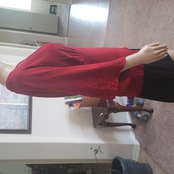 AB Studio xl deep vneck ring necklace perforated flutter sleeve ruby red - Picture 6 of 7